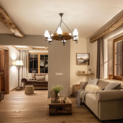 Brilagi - Kabanti liustra ROATA 6xE14/40W/230V Ø 70 cm buko/riešuto