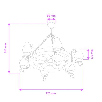 Brilagi - Kabanti liustra ROATA 6xE14/40W/230V Ø 70 cm buko/riešuto