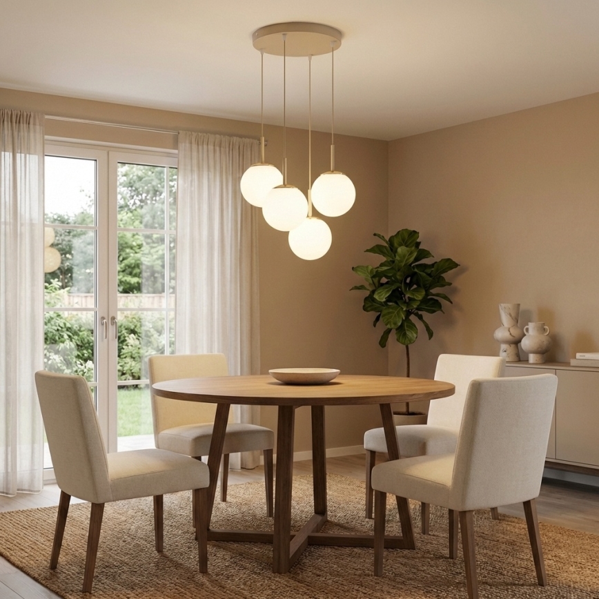 Brilagi - kabantis šviestuvas ant laido 4xE27/60W/230V smėlinis/auksinis