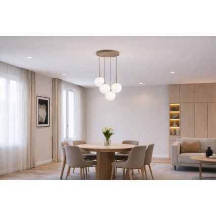 Brilagi - kabantis šviestuvas ant laido 4xE27/60W/230V smėlinis/auksinis