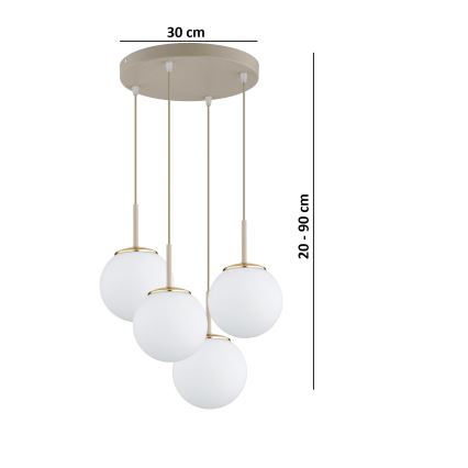 Brilagi - kabantis šviestuvas ant laido MILO ECRU 4xE27/60W/230V smėlinis/auksinis