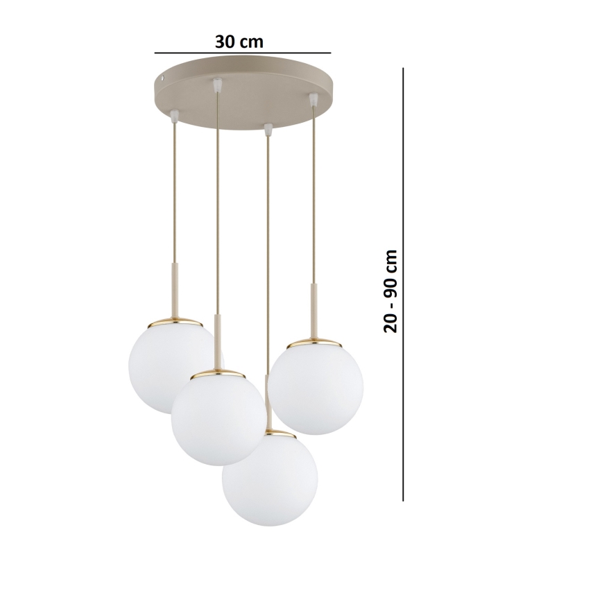 Brilagi - kabantis šviestuvas ant laido MILO ECRU 4xE27/60W/230V smėlinis/auksinis