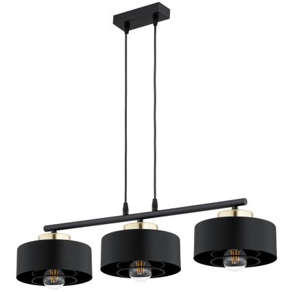 Brilagi - Kabantis šviestuvas ant laido SPRING 3xE27/60W/230V juoda/auksinė