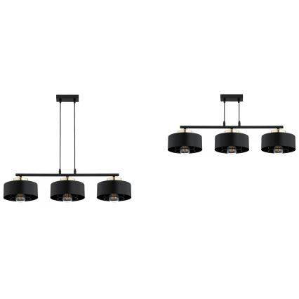 Brilagi - Kabantis šviestuvas ant laido SPRING 3xE27/60W/230V juoda/auksinė