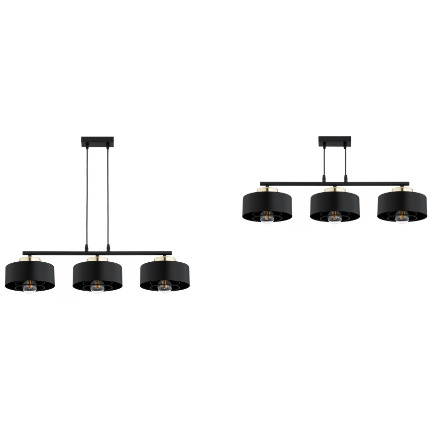 Brilagi - Kabantis šviestuvas ant laido SPRING 3xE27/60W/230V juoda/auksinė