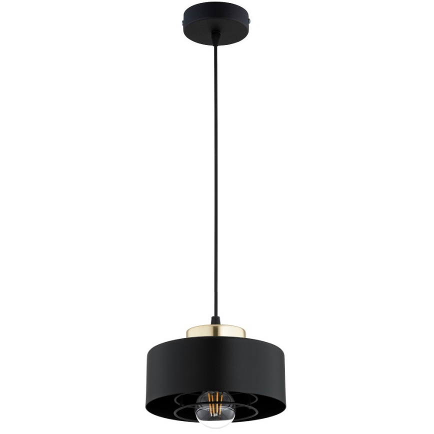 Brilagi - kabantis šviestuvas su laidu SPRING 1xE27/60W/230V, skersmuo 20 cm, juodas/auksinis