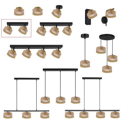 Brilagi - kryptinis šviestuvas AURA LUX 2xGX53/30W/230V juodas/auksinis