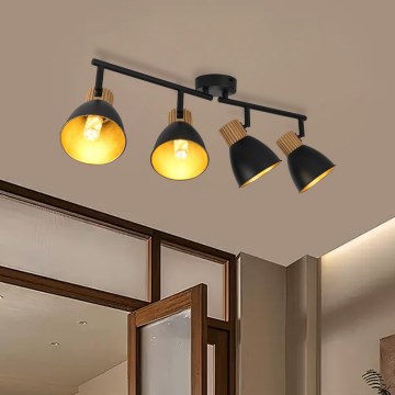 Brilagi - Kryptinis šviestuvas ODENSE 4xE14/10W/230V mediena/juoda