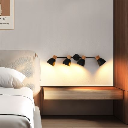 Brilagi - Kryptinis šviestuvas ODENSE 4xE14/10W/230V mediena/juoda