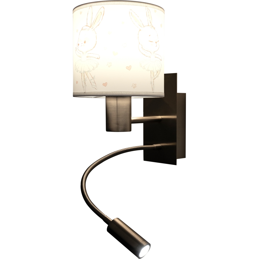 BRILAGI - LED vaikiška lanksti sieninė lempa BOBO 1xE27/25W/230V + LED/3W matinis chromas/balta/su triušiukais