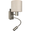 BRILAGI - lanksčioji LED sieninė lempa BOBO 1xE27/25W/230V + LED/3W matinis chromas/smėlinė/taškuota