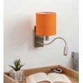 Brilagi - lanksčioji LED sieninė lempa NUBILA 1xE27/25W/230V + LED/3W matinis chromas/oranžinė