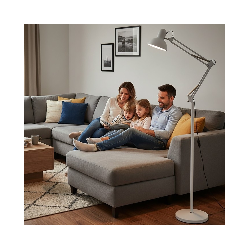 Brilagi - Lanksti grindinė lempa TASKER 1xE27/60W/230V 184 cm balta