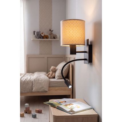 BRILAGI - LED lanksti sieninė lempa BOBO 1xE27/25W/230V + LED/3W juoda/smėlinė/taškuota