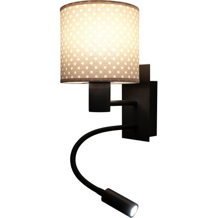 BRILAGI - LED lanksti sieninė lempa BOBO 1xE27/25W/230V + LED/3W juoda/smėlinė/taškuota