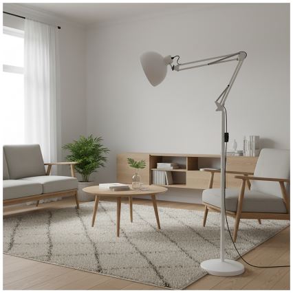 Brilagi - Lanksti pastatoma lempa TASKER 1xE27/60W/230V 157 cm balta