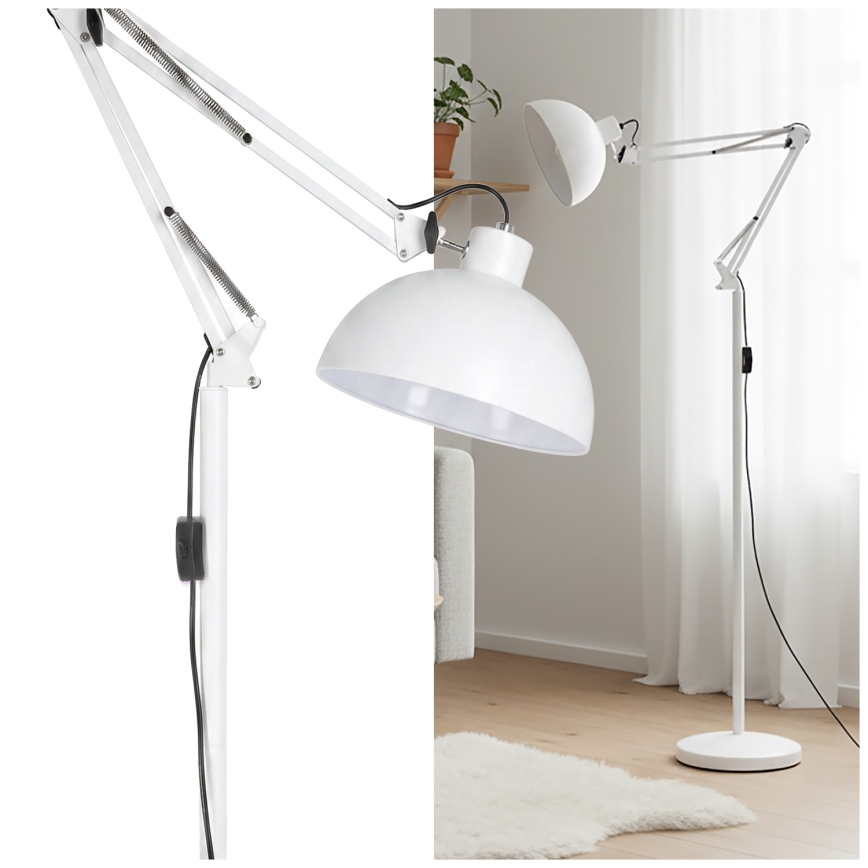 Brilagi - Lanksti pastatoma lempa TASKER 1xE27/60W/230V 157 cm balta