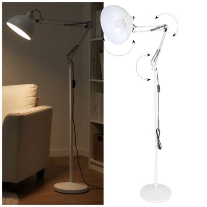 Brilagi - Lanksti pastatoma lempa TASKER 1xE27/60W/230V 157 cm balta