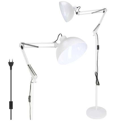 Brilagi - Lanksti pastatoma lempa TASKER 1xE27/60W/230V 157 cm balta
