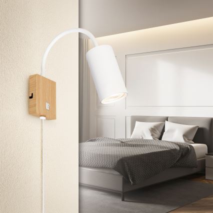 Brilagi - Lanksti sieninė lempa SELE 1xGU10/30W/230V balta/ąžuolo dekoras