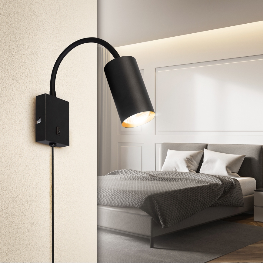 BRILAGI - Lanksti sieninė lempa su jungikliu SELE 1xGU10/30W/230V juoda/auksinė
