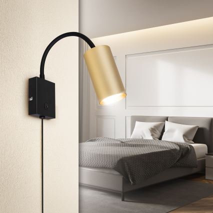 Brilagi - Lanksti sieninė lempa su jungikliu SELE 1xGU10/30W/230V juoda/auksinė