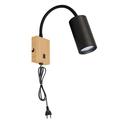 Brilagi - Lanksti sieninė lempa SELE 1xGU10/30W/230V juoda/ąžuolo apdaila