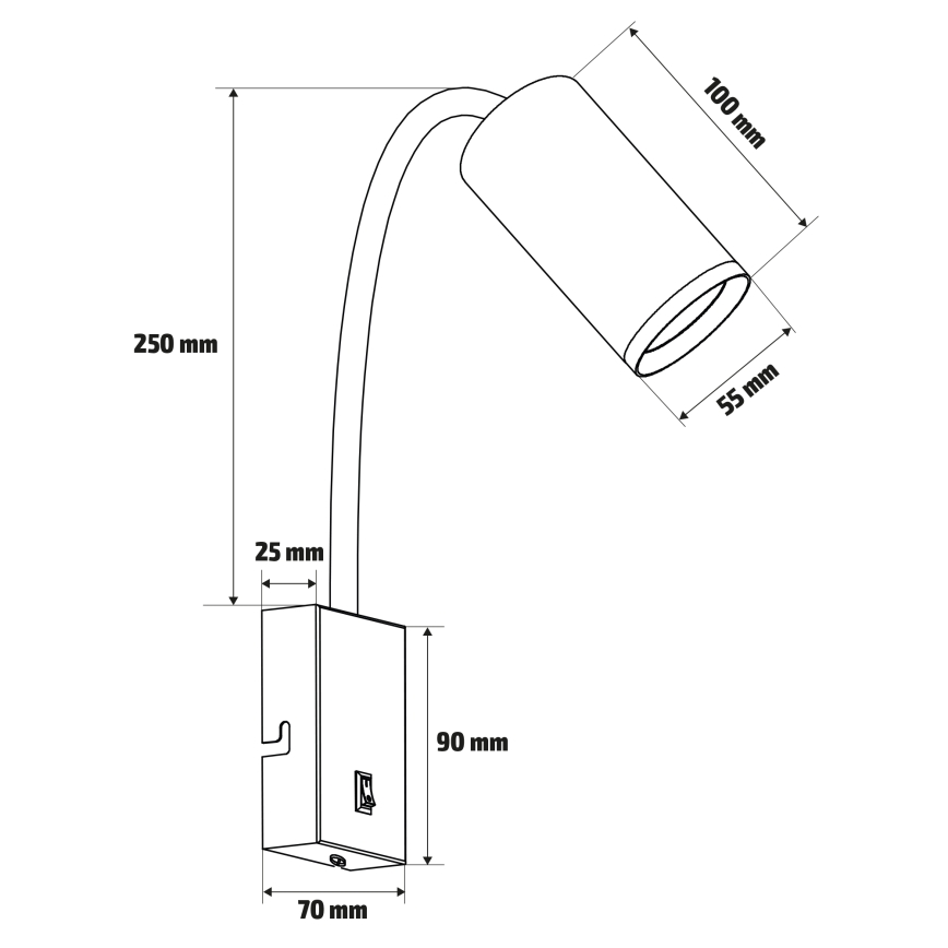 Brilagi - Lanksti sieninė lempa SELE 1xGU10/30W/230V juoda/ąžuolo apdaila