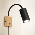 Brilagi - Lanksti sieninė lempa su jungikliu SELE 1xGU10/30W/230V juoda/ąžuolo dekoras
