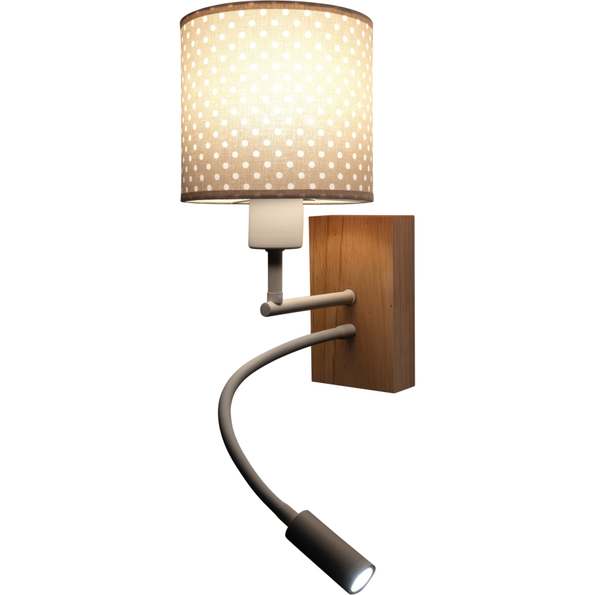 BRILAGI - LED vaikiška lanksčioji sieninė lempa BOBO WOOD 1xE27/25W/230V + LED/3W ąžuolas/balta/smėlinė/taškeliai