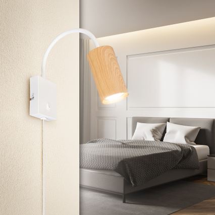 Brilagi - Lankstus sieninis šviestuvas SELE 1xGU10/30W/230V baltas/ąžuolo dekoras