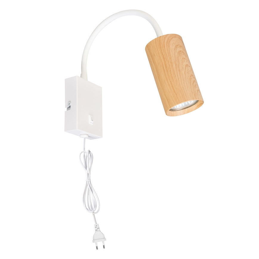 Brilagi - Lankstus sieninis šviestuvas SELE 1xGU10/30W/230V baltas/ąžuolo dekoras