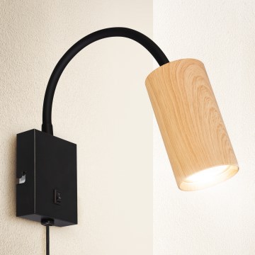 Brilagi - Lankstus sieninis šviestuvas SELE 1xGU10/30W/230V juodas/ąžuolo dekoras