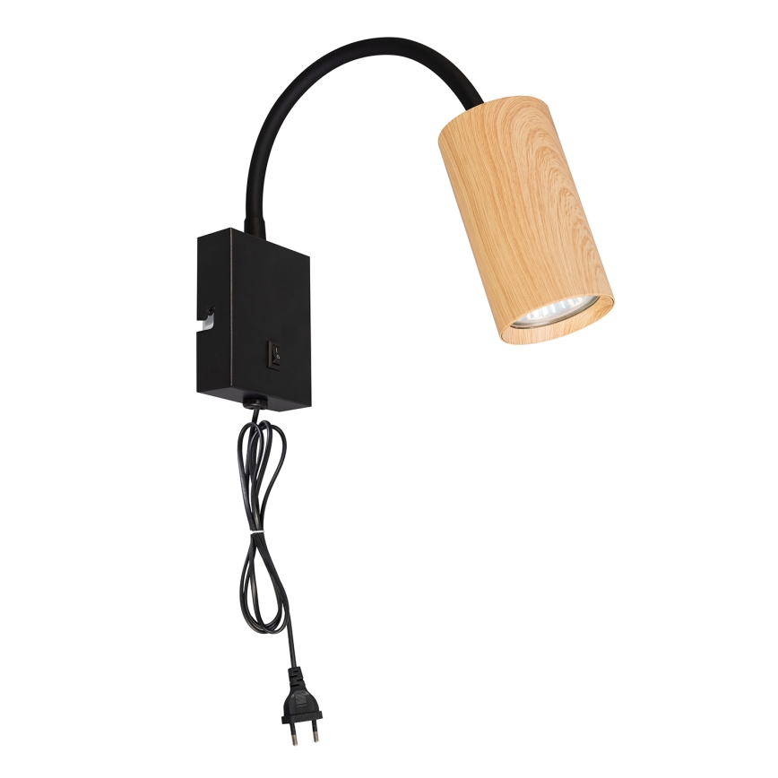 Brilagi - Lankstus sieninis šviestuvas SELE 1xGU10/30W/230V juodas/ąžuolo dekoras