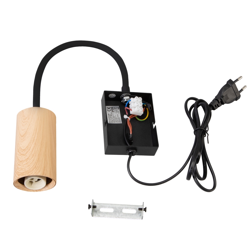 Brilagi - Lankstus sieninis šviestuvas SELE 1xGU10/30W/230V juodas/ąžuolo dekoras