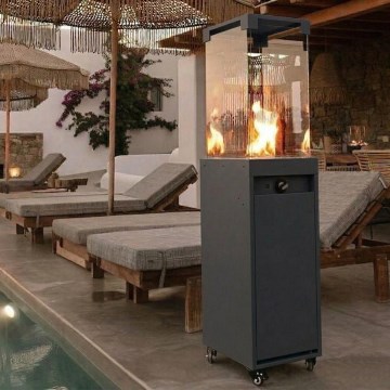 Brilagi - Lauko dujinis židinys FLARO GAS 142x36 cm 8kW 1xAAA juodas + apsauginis dangtis