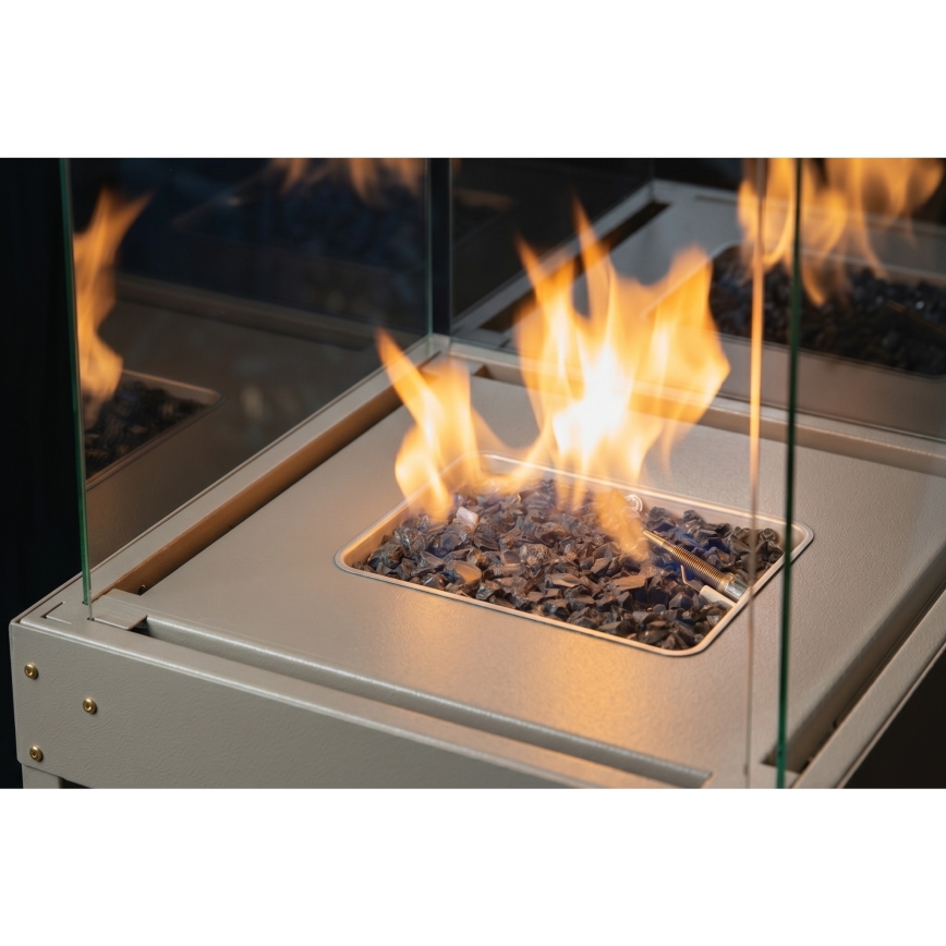 Brilagi - Lauko dujinis židinys FLARO GAS 142 x 36 cm, 8 kW, 1x AAA, smėlinis + apsauginis dangtis