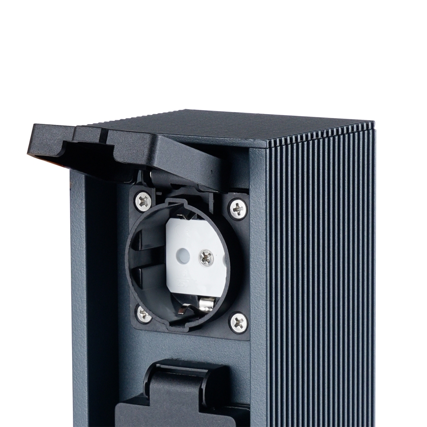 Brilagi - Lauko elektros stulpelis PILLAR, 2 SCHUKO lizdai, 230V, IP44, antracitas