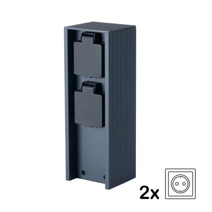 Brilagi - Lauko elektros stulpelis PILLAR, 2 SCHUKO lizdai, 230V, IP44, antracitas