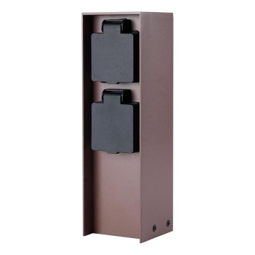Brilagi - Lauko elektros stulpelis PILLAR 2x SCHUKO 230V IP44 rudas