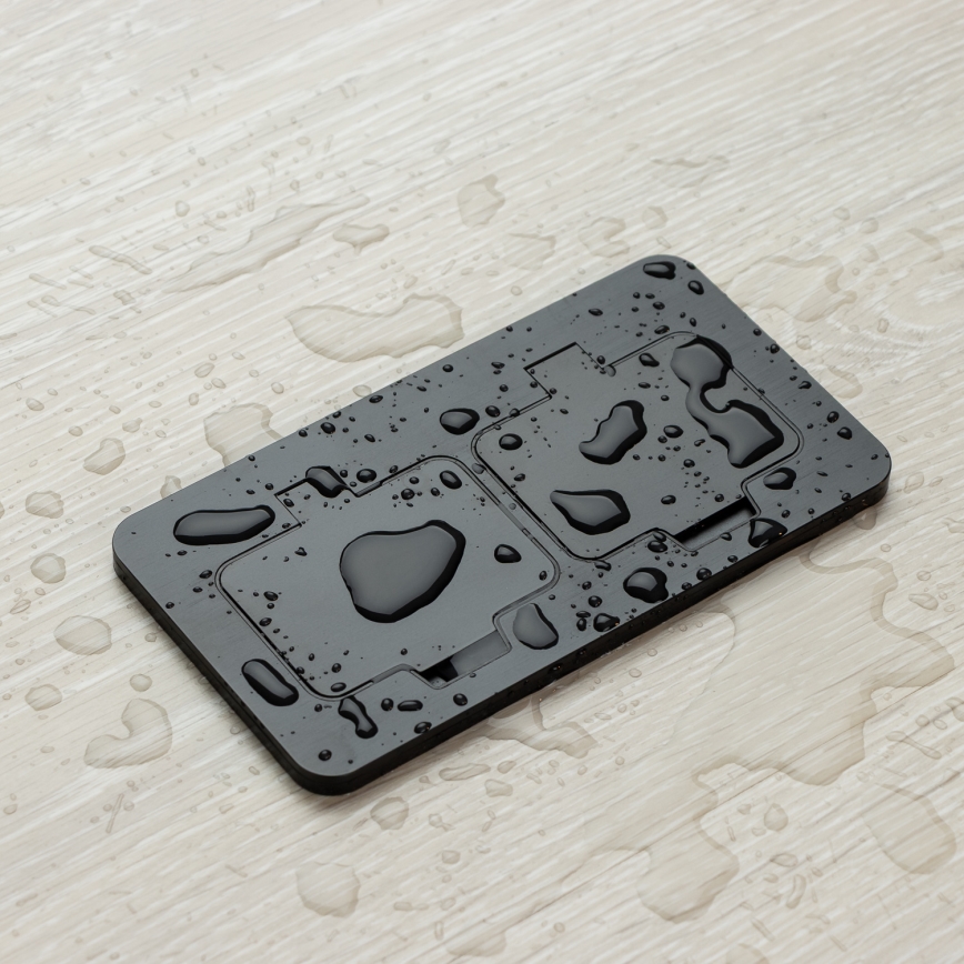 Brilagi - Lauko įleidžiamas grindinis dvigubas lizdas IP55, juodas, stačiakampis