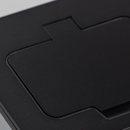 Brilagi - Lauko įleidžiamas grindinis dvigubas lizdas IP55, juodas, stačiakampis