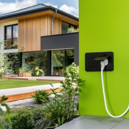 Brilagi - Lauko įleidžiamas grindinis dvigubas lizdas IP55, juodas, stačiakampis