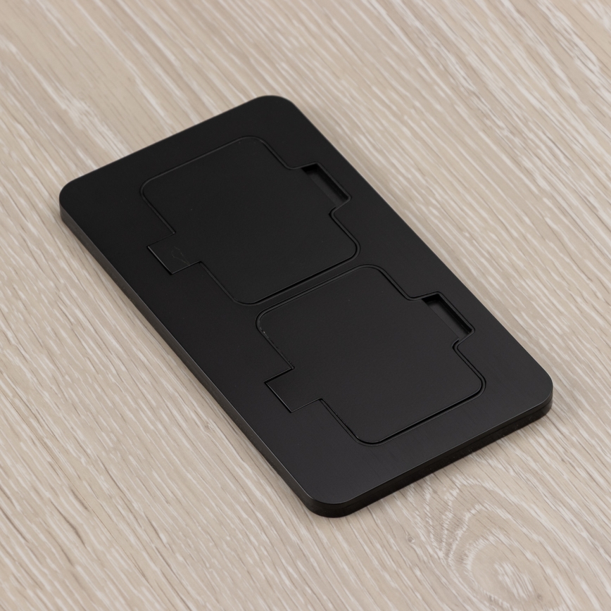 Brilagi - Lauko įleidžiamas grindinis dvigubas lizdas IP55, juodas, stačiakampis