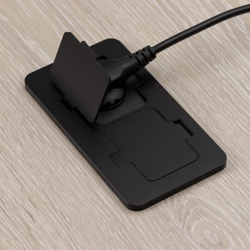 Brilagi - Lauko įleidžiamas grindinis dvigubas lizdas IP55, juodas, stačiakampis