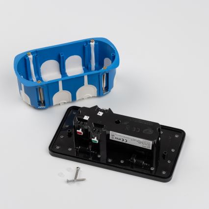 Brilagi - Lauko įleidžiamas grindinis dvigubas lizdas IP55, juodas, stačiakampis