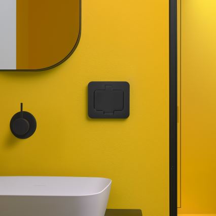 Brilagi - lauko įleidžiamas grindinis lizdas IP55, juodas, stačiakampis