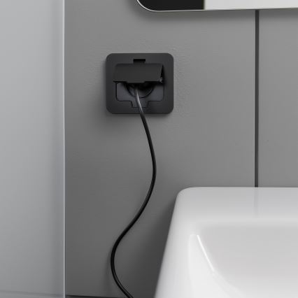 Brilagi - lauko įleidžiamas grindinis lizdas IP55, juodas, stačiakampis