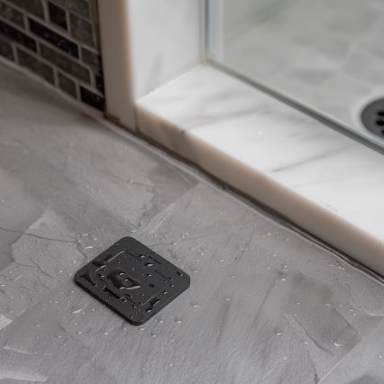 Brilagi - lauko įleidžiamas grindinis lizdas IP55, juodas, stačiakampis