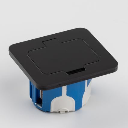 Brilagi - lauko įleidžiamas grindinis lizdas IP55, juodas, stačiakampis